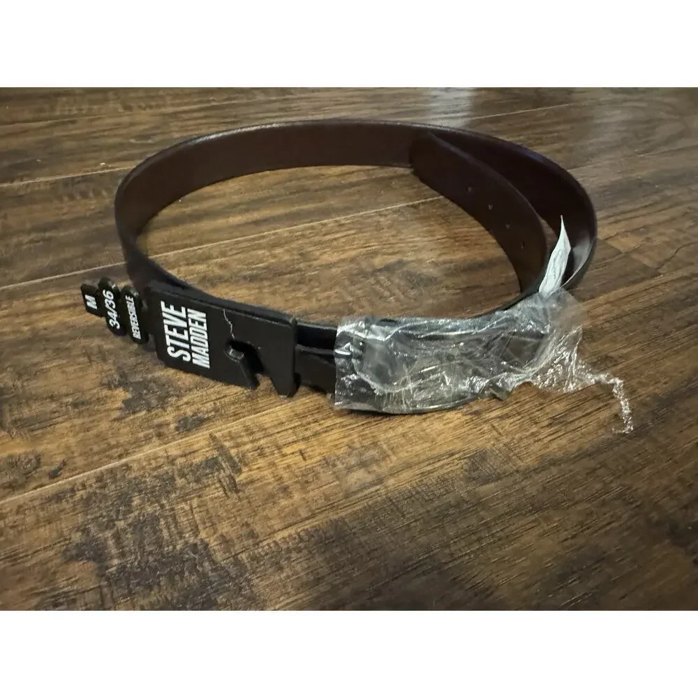 Steve Madden Men Size M 34/36 Burnished Belt Black Brown